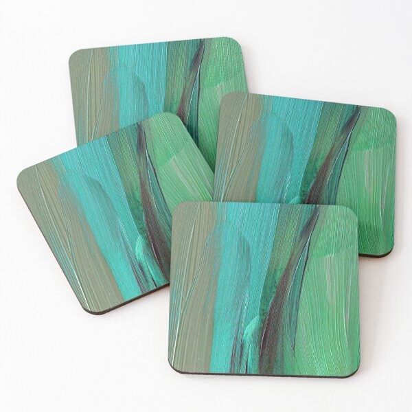 Item preview, Aqua And Vibrant Green Big Brushstrokes Abstract Painting designed and sold by DEC02.