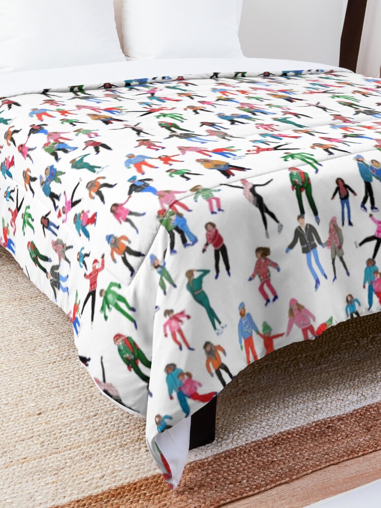 Thumbnail 5 of 6, Comforter, Ice Skating Family Fun on the Ice rink at Christmas designed and sold by MagentaRose.