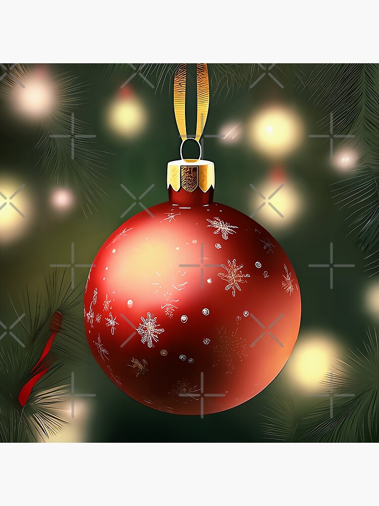 "Red Christmas Ornament on Tree" Poster for Sale by dragynrain Redbubble