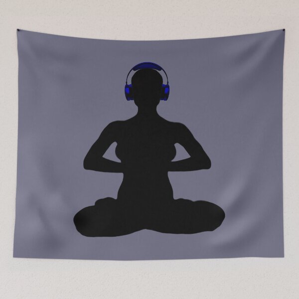 Item preview, Meditating Woman w/ Blue Headphones designed and sold by RealmsBeyond.