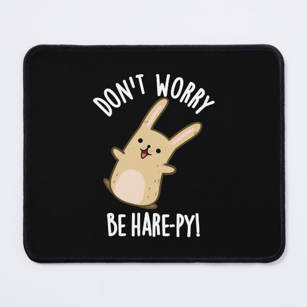Item preview, Don't Worry Be Hare-py Funny Rabbit Puns (Dark BG) designed and sold by punnybone.