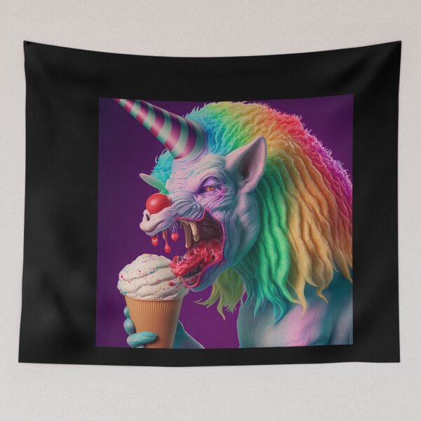 Artikelvorschau, halloween  unicorn eating icecream entworfen und verkauft von MrUtDesign.