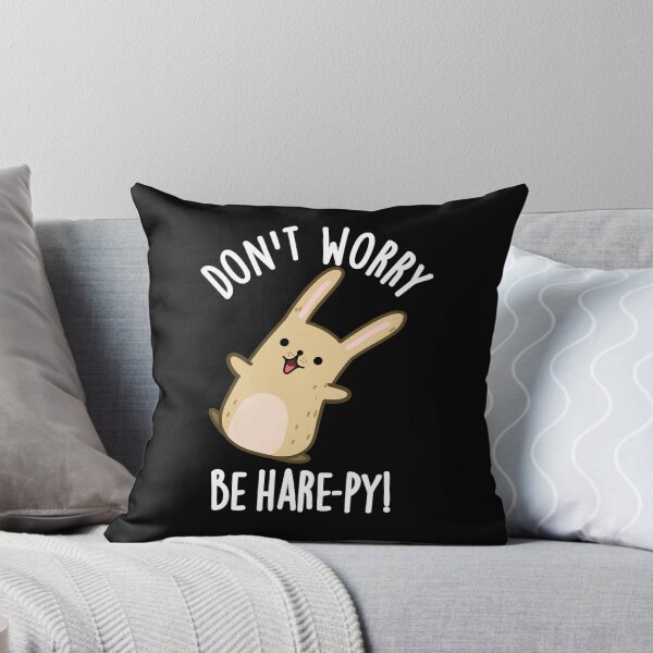 Item preview, Don't Worry Be Hare-py Funny Rabbit Puns (Dark BG) designed and sold by punnybone.