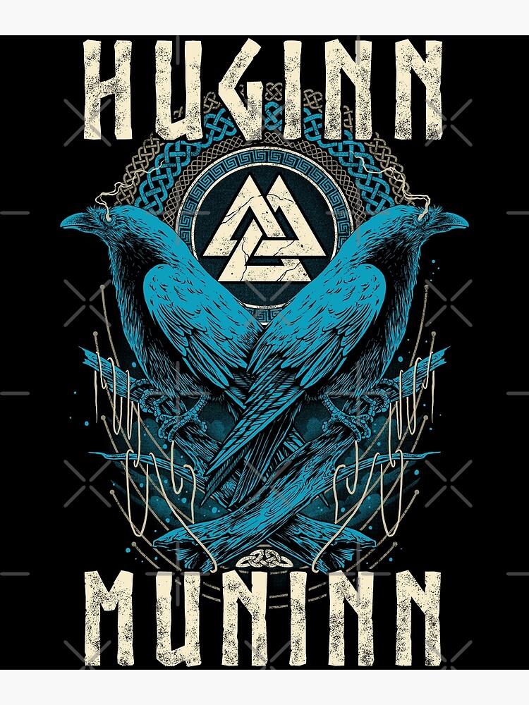 "Norse Raven Viking Mythology Odin Valknut" Poster For Sale By ...