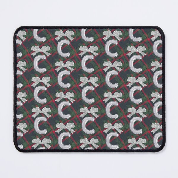 Item preview, Glorious Red and Green Plaid with Glittering Bow and Puff Initial-C(2) designed and sold by SunMoonBeyond.