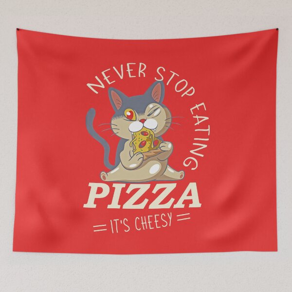 Item preview, Red Never Stop Funny Cat Eating Pizza For Pizza Lover Birthday Christmas Pizza Party designed and sold by Mrspink16.