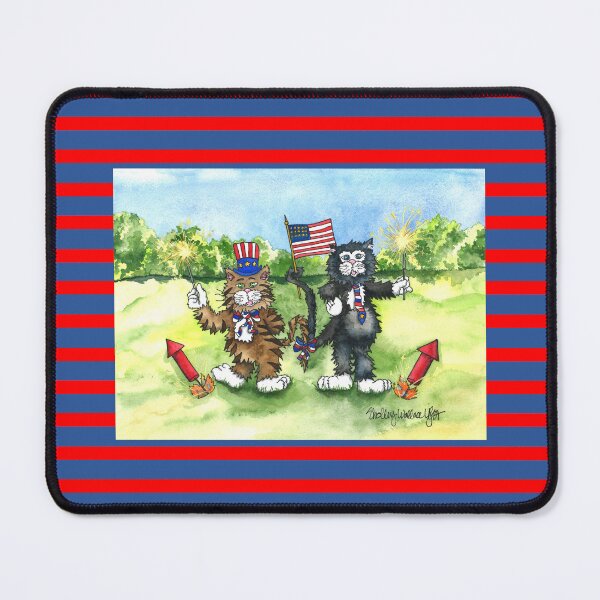 Item preview, Cats with Sparklers on the Fourth of July designed and sold by ShelleyYlstArt.