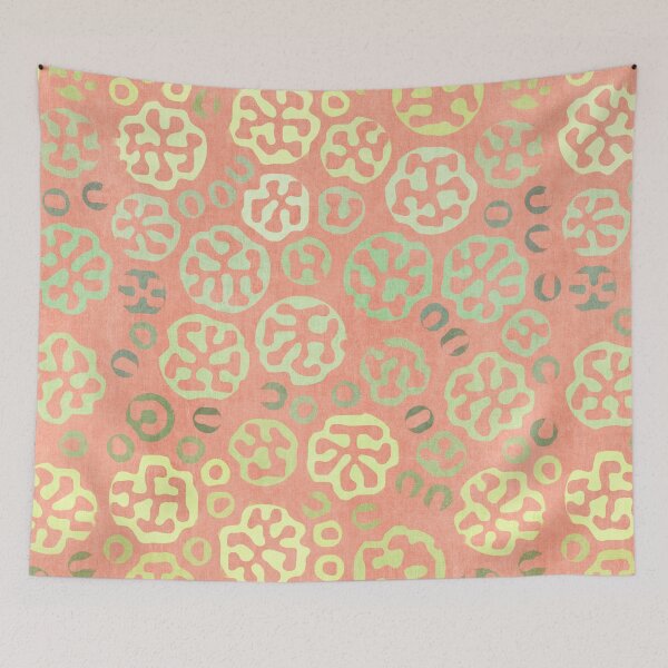 Item preview, Stencil Flowers Pink Yellow Green designed and sold by FAROSSTUDIO.