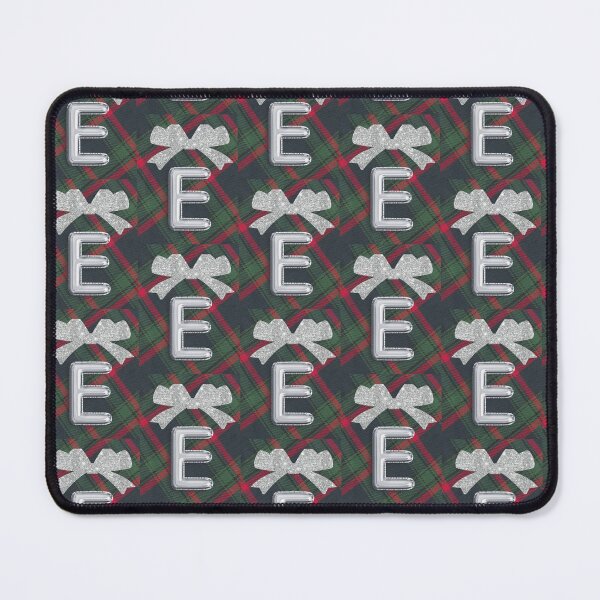 Item preview, Glorious Red and Green Plaid with  Glittering Bow and Puff Initial-E(2) designed and sold by SunMoonBeyond.