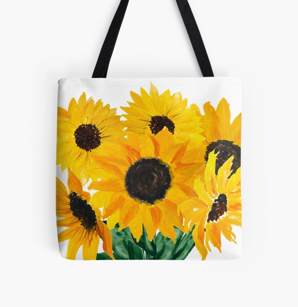 Painted sunflower bouquet All Over Print Tote Bag