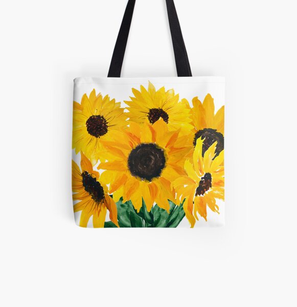 Painted sunflower bouquet All Over Print Tote Bag