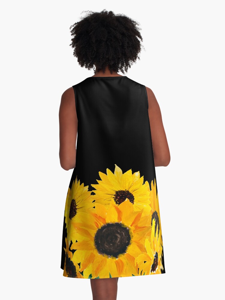 Thumbnail 3 of 4, A-Line Dress, Painted sunflower bouquet designed and sold by ilzesgimene.