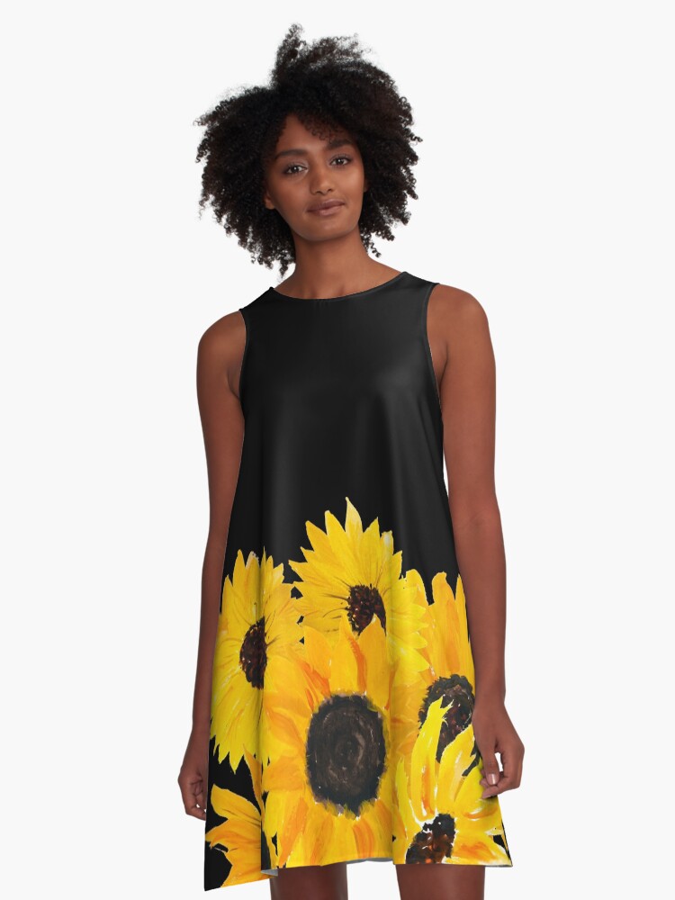 Thumbnail 1 of 4, A-Line Dress, Painted sunflower bouquet designed and sold by ilzesgimene.