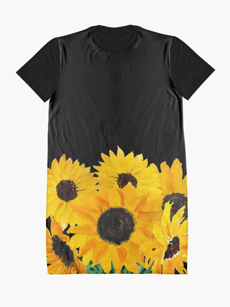Alternate view of Painted sunflower bouquet Graphic T-Shirt Dress