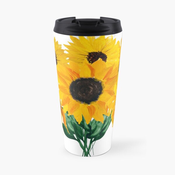 Gemalter Sonnenblumenstrauß Thermobecher