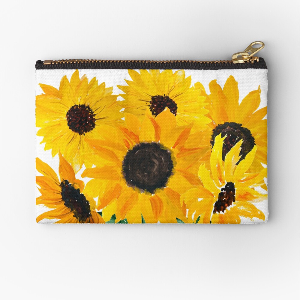 Painted sunflower bouquet Zipper Pouch