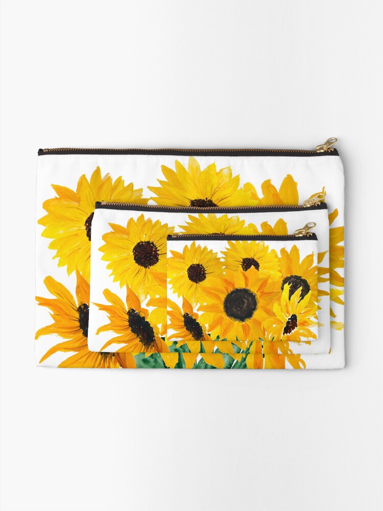 Alternate view of Painted sunflower bouquet Zipper Pouch