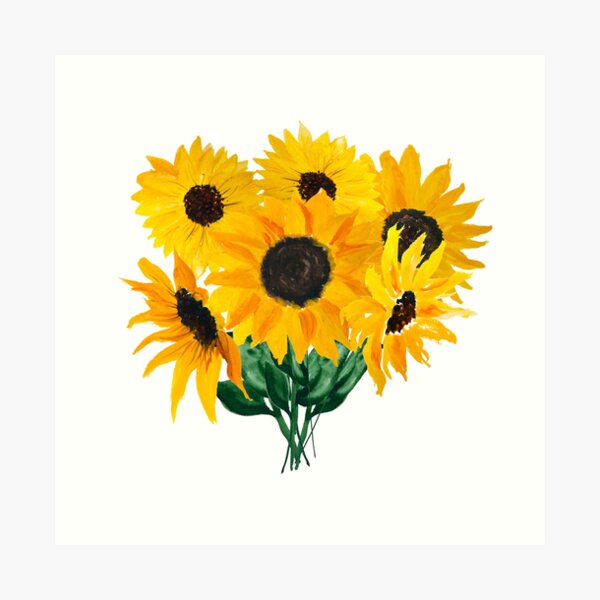 Painted sunflower bouquet Art Print