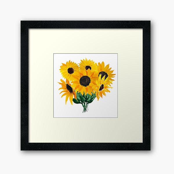 Ramo de girasol pintado Lámina enmarcada