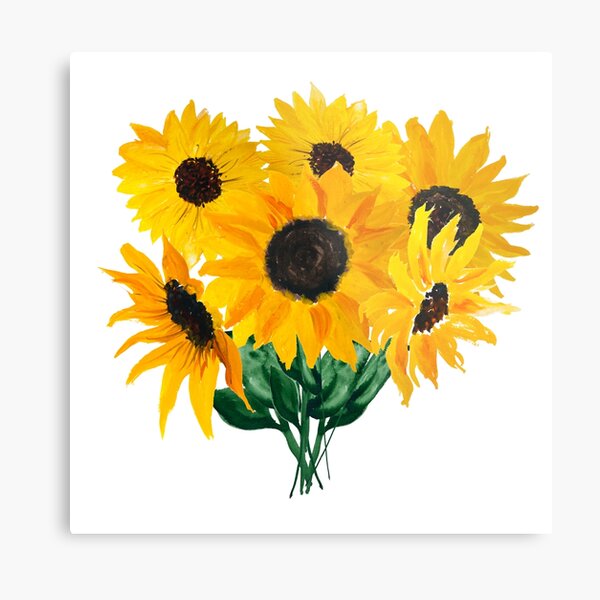 Painted sunflower bouquet Metal Print