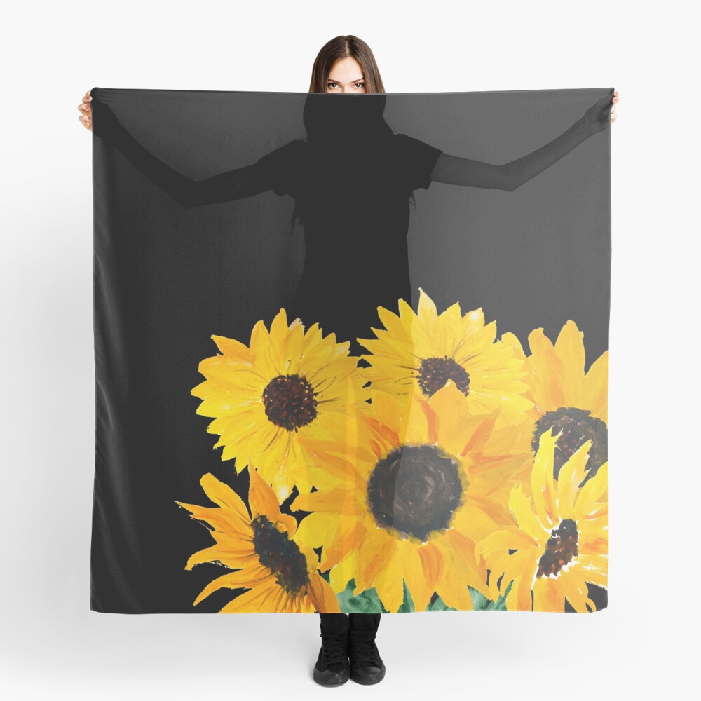 Painted sunflower bouquet Scarf