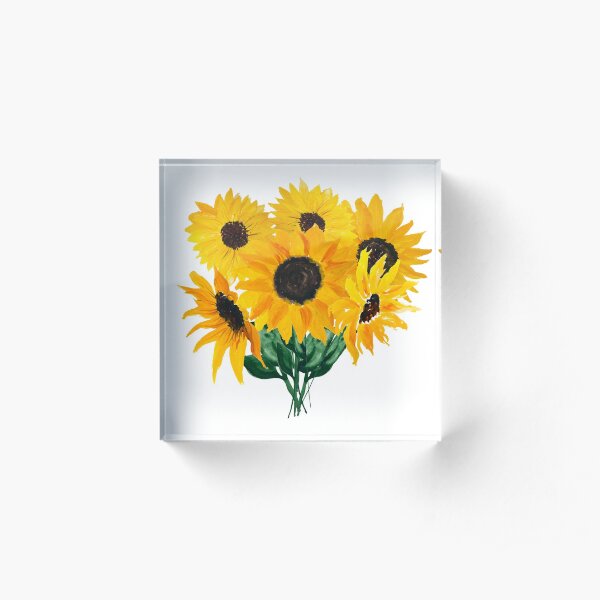 Gemalter Sonnenblumenstrauß Acrylblock