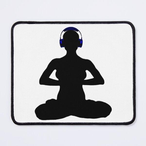 Item preview, Meditating Woman w/ Blue Headphones Silhouette designed and sold by RealmsBeyond.