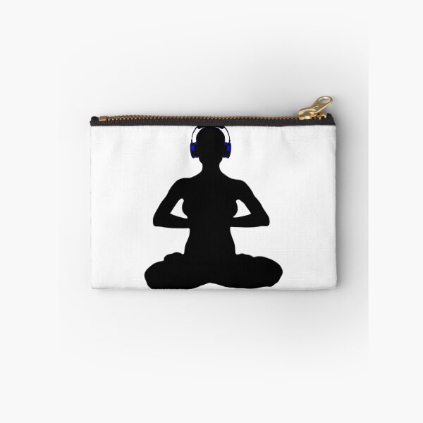 Item preview, Meditating Woman w/ Blue Headphones Silhouette designed and sold by RealmsBeyond.