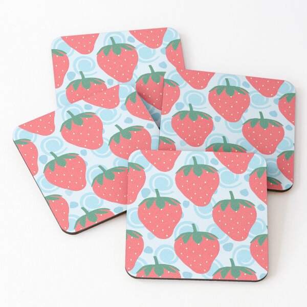 Item preview, Red Strawberries in the Abstract Sky Repeat Pattern Print designed and sold by MoePark.