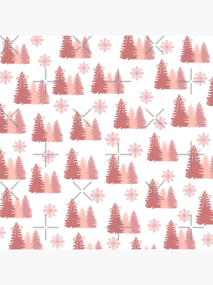 Snowflake Trees In Pink, White and Gray Christmas Wrapping Paper