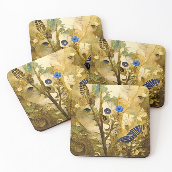 Item preview, Gold and blue plant macro world designed and sold by Michael Bollin.