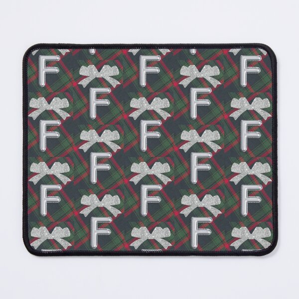 Item preview, Glorious Red and Green Plaid with  Glittering Bow and Puff Initial-F(2) designed and sold by SunMoonBeyond.