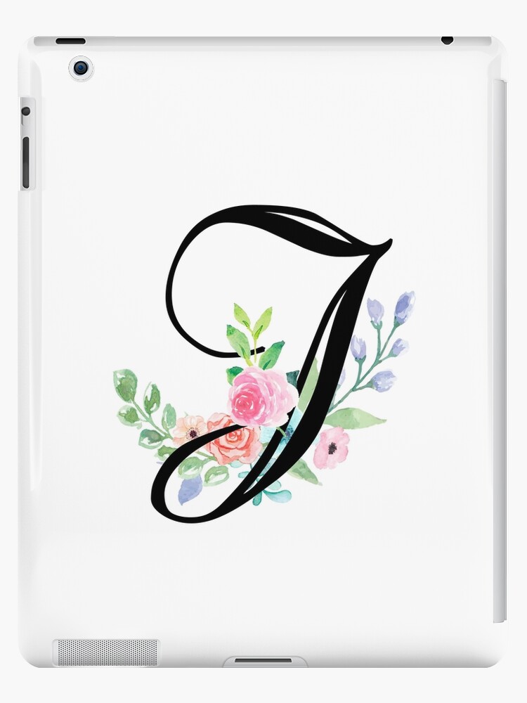 Watercolor Floral Wreath Monogram Letter M iPad Case & Skin for Sale by  Grafixmom