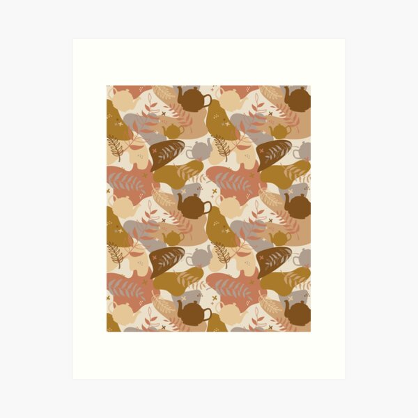 Item preview, Abstract boho teapot and leaf pattern designed and sold by ToATeaGifts.