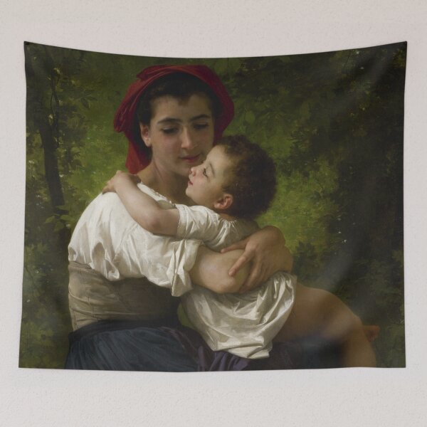 Aperçu de l'œuvre Le petit câlin | Guillaume Bouguereau | 1878 Art de la pépinière française créée et vendue par CJET.