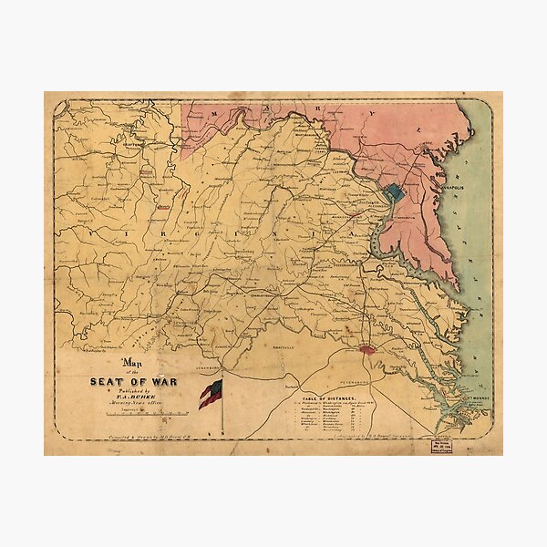 Item preview, Map of the Seat of War, Virginia & Maryland (1861) designed and sold by allhistory.