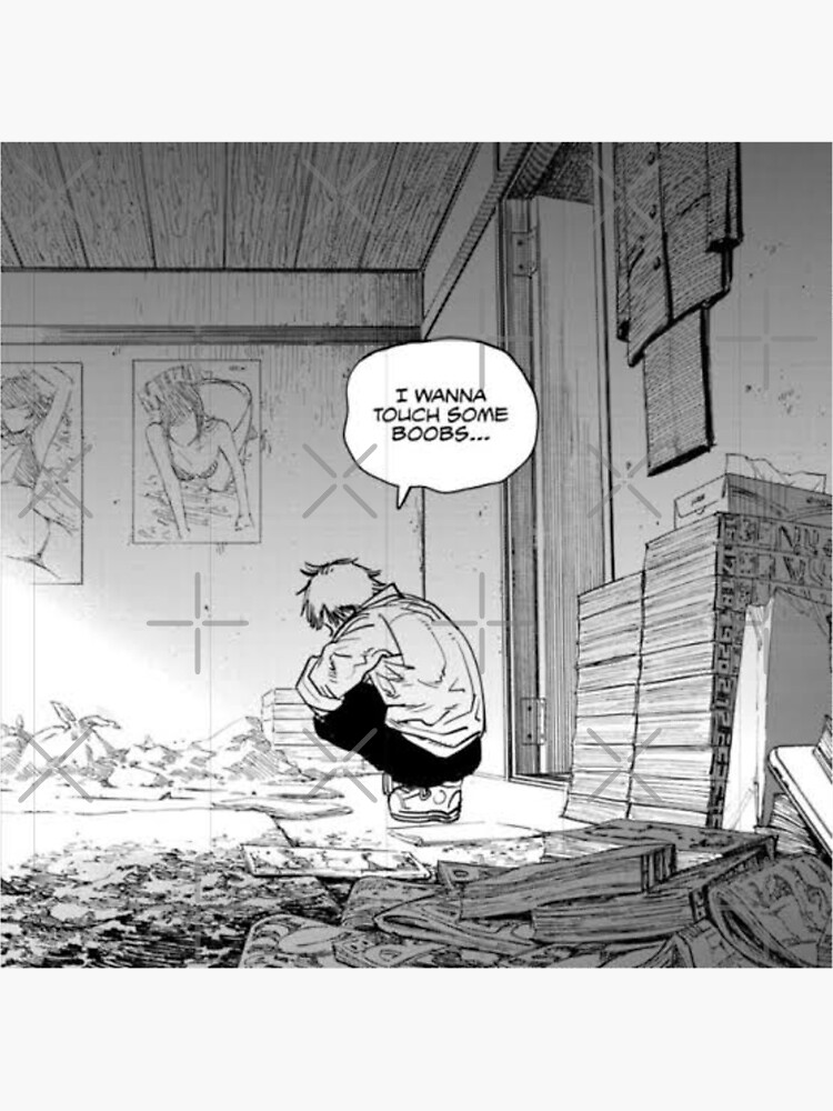 "Chainsawman Denji `I wanna touch some...`" Sticker for Sale by Tblurry