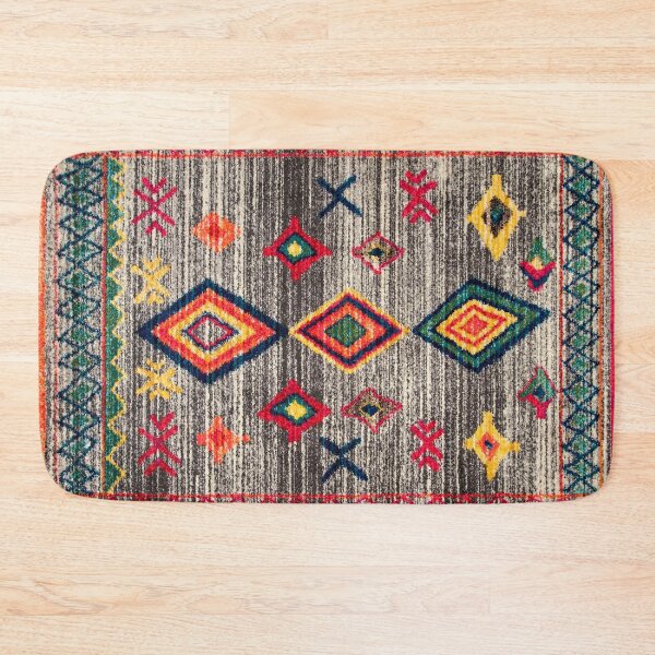 Bohemian Vintage Traditional Berber Moroccan Handmade Fabric Style Bath Mat