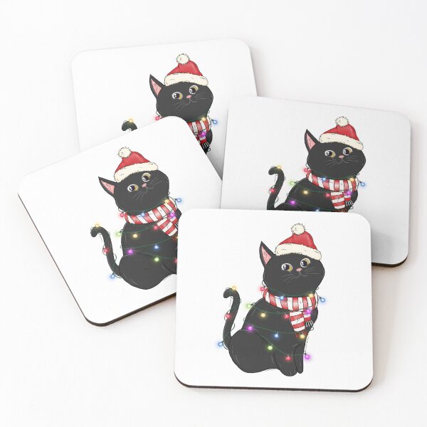 Item preview, black cat christmas lights pajama designed and sold by vuhieustore.