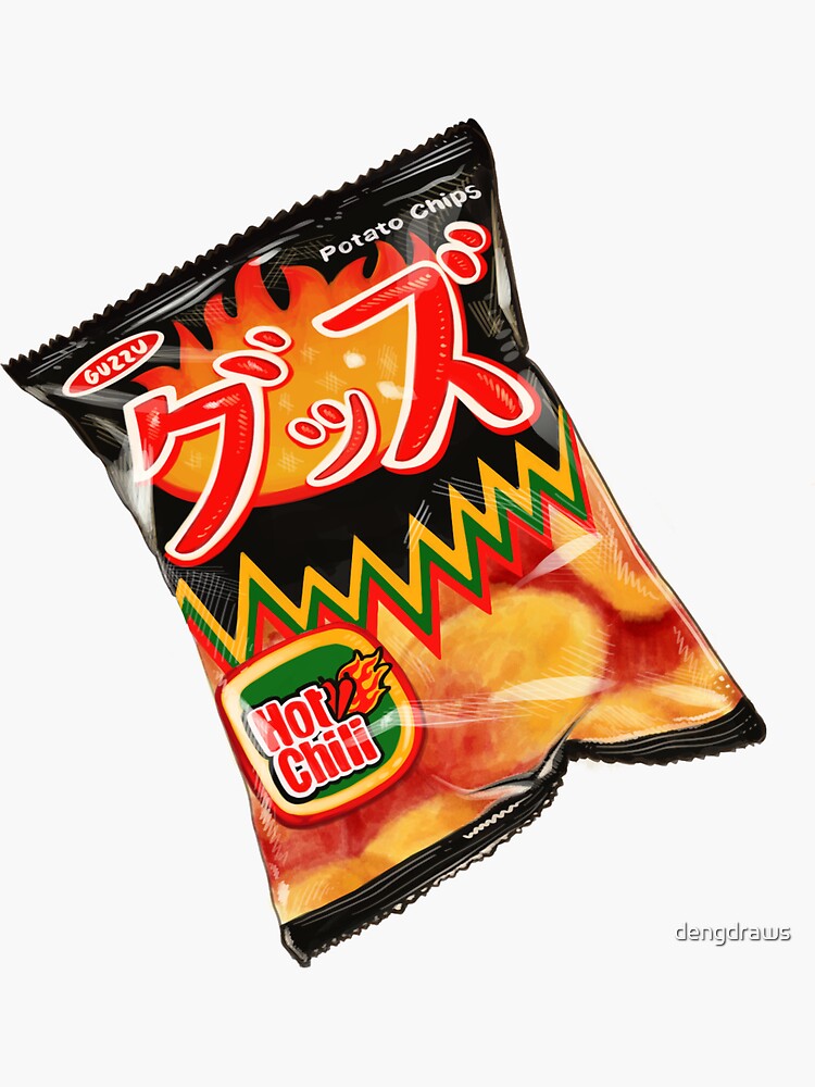 "Japanese Hot Chili Chips!" Sticker for Sale by dengdraws Redbubble