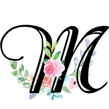 Artwork thumbnail, Girly Watercolor Floral Initial - M. by Grafixmom