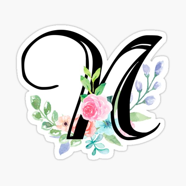 Girly Watercolor Floral Initial - N Sticker