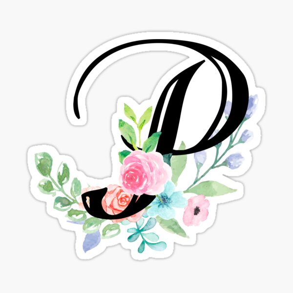 Girly Watercolor Floral Initial - P Sticker
