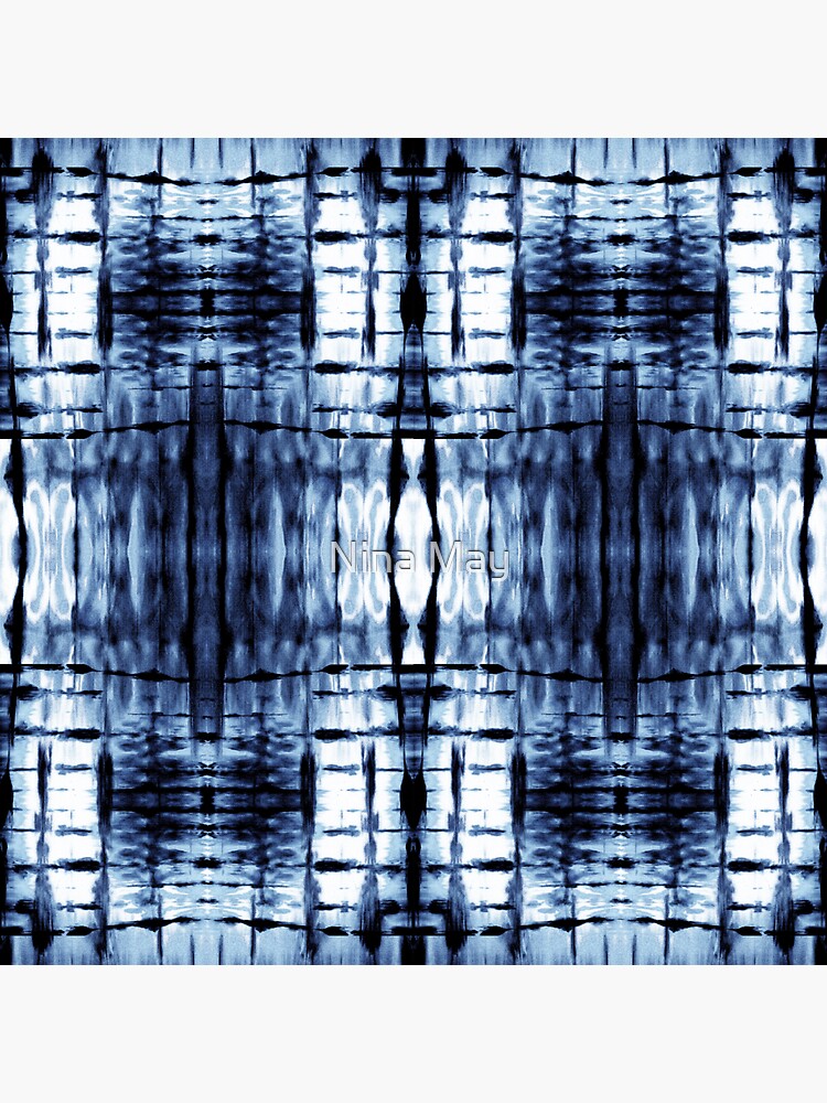 Thumbnail 3 of 3, Sticker, Blue Shibori Plaid designed and sold by ninabmay.