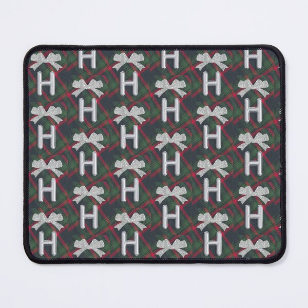 Item preview, Glorious Red and Green Plaid with Glittering Bow and Puff Initial-H(2) designed and sold by SunMoonBeyond.