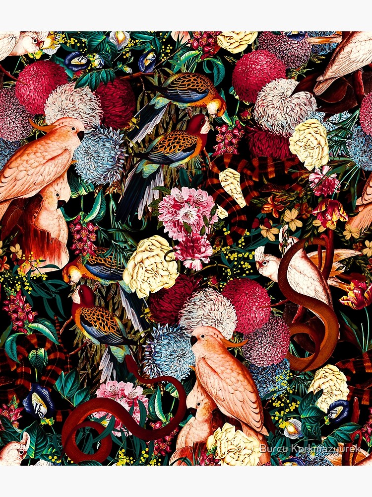 "Flowers and animals pattern II" Canvas Print by burcukyurek | Redbubble