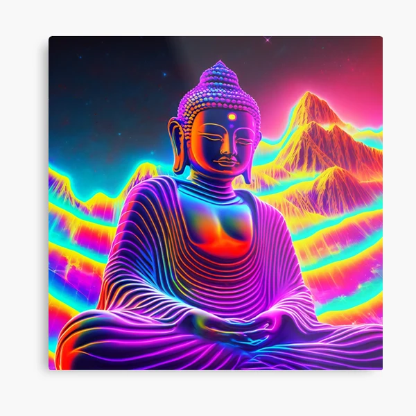 Neon Buddha | Metal Print