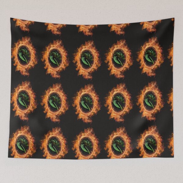 Item preview, GREEN DRAGON IN A FIRE CIRCLE designed and sold by sailorsam1805.