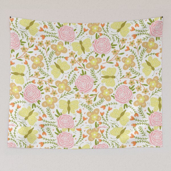 Item preview, Pink And Yellow Floral Pattern With Butterflies  designed and sold by XbaeX.