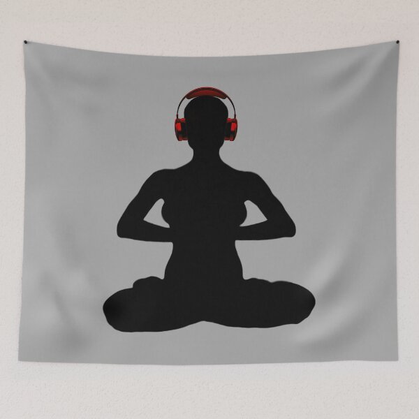 Item preview, Meditating Woman w/ Red Headphones designed and sold by RealmsBeyond.